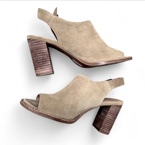 Madewell Cary Genuine Suede Leather  Sling Back Peep Toe Block Heel Sandals 7.5 - Picture 3 of 13